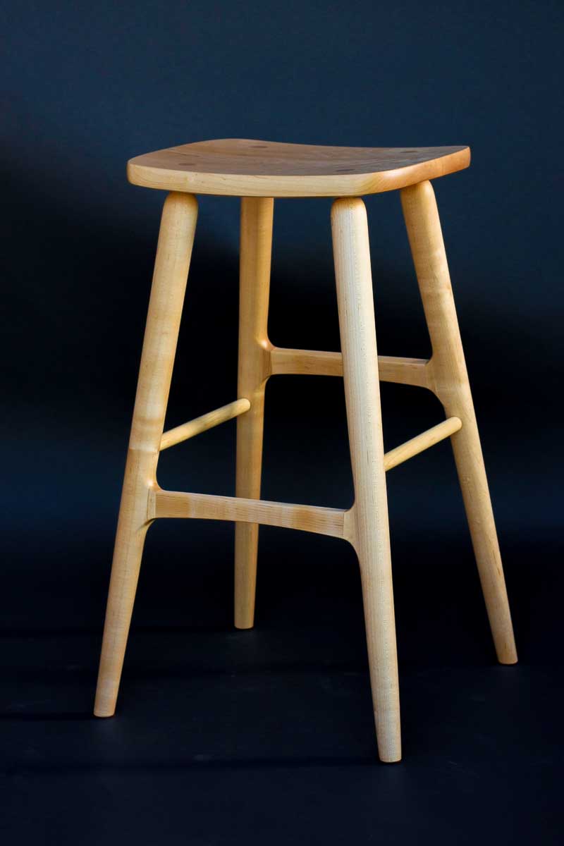 Berry barstool in maple, studio view